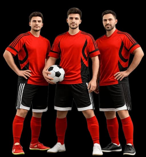 Futsal players wearing red kits